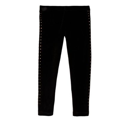 bluezoo Girls' black velvet studded leggings